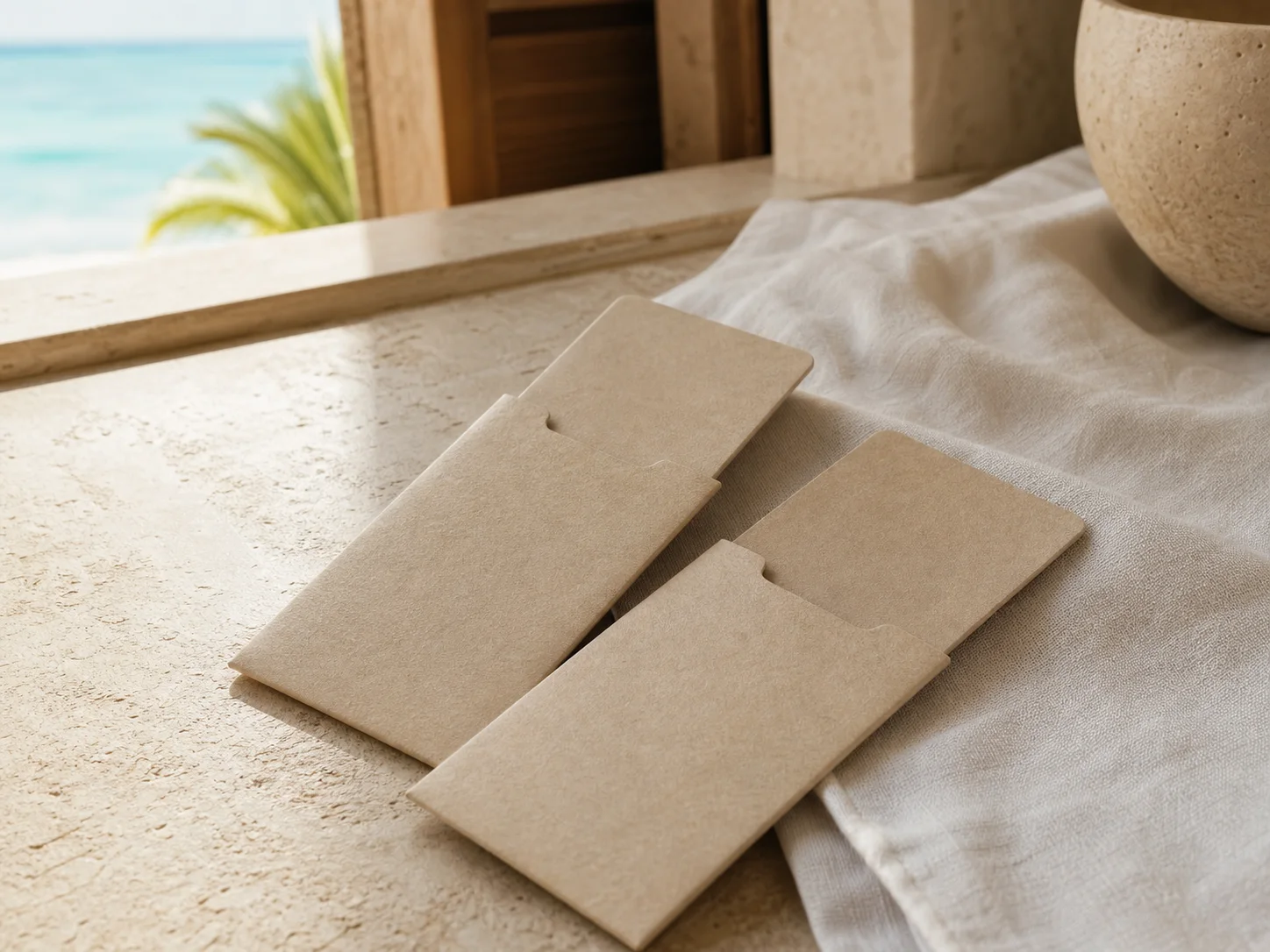 Tarjetas llave de fibra de papel con fundas coordinadas sin marca